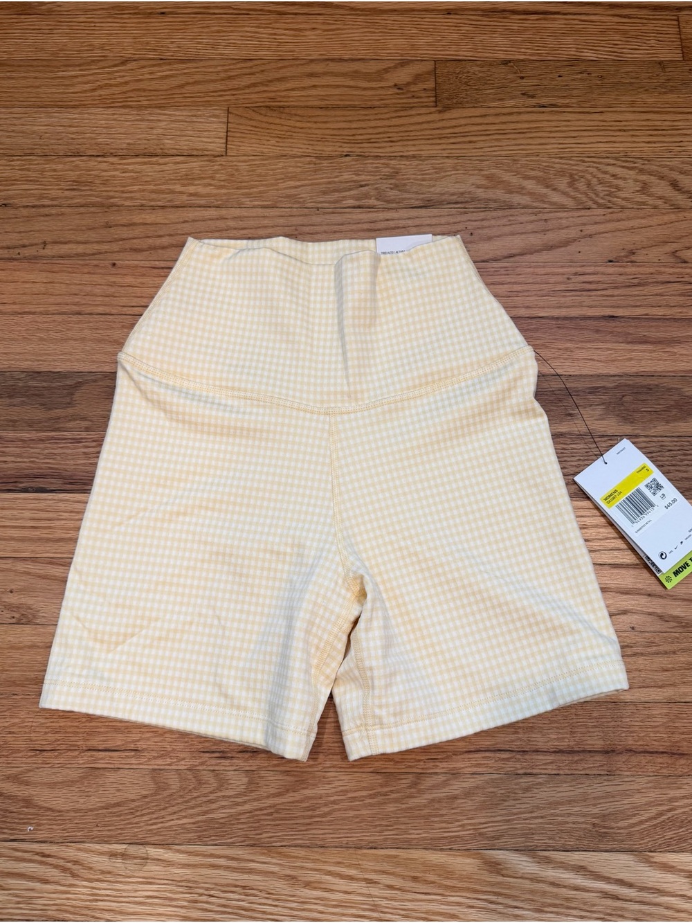 Nike Yellow Gingham Cross-Back Crop Top & High-Waist Shorts Set - Picture 3 of 15